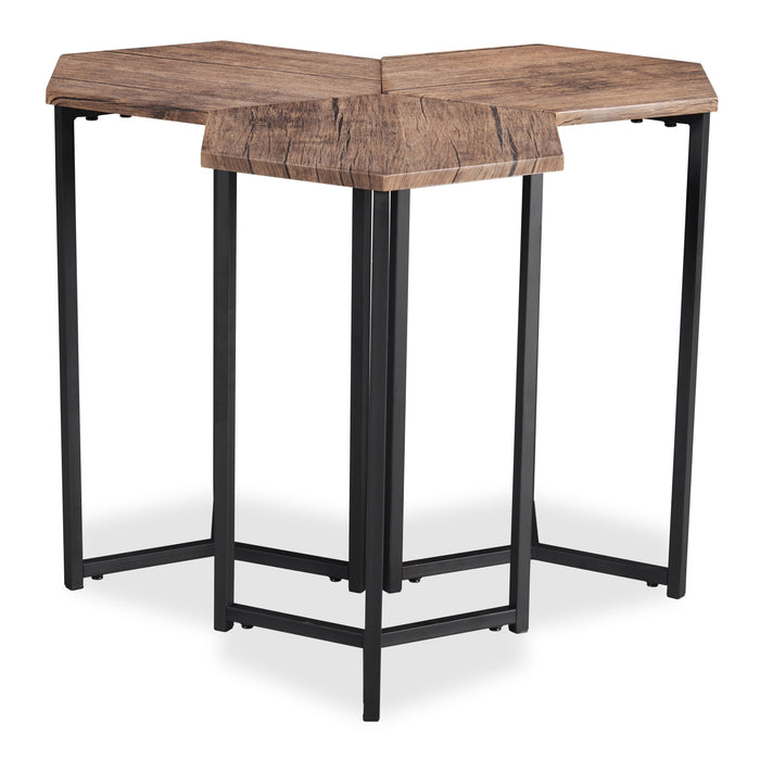 Ensemble 3 tables de fauteuil Cleo de 15,7 po - brun avec pattes en métal noir