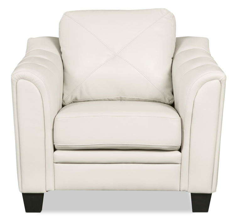 Sofa Andi de 40 po en tissu d’apparence cuir avec capitonnage - beige