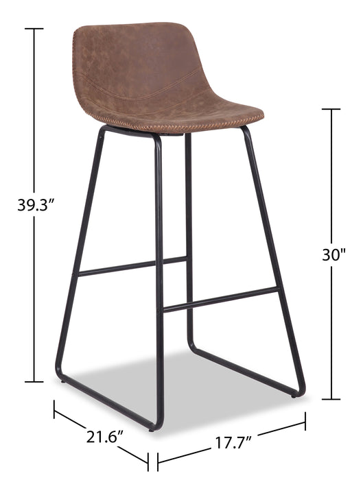 Tabouret bar Coty en tissu de cuir végétalien et en métal - brun