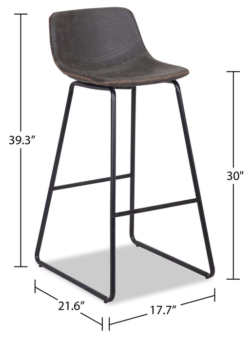Tabouret 30 po bar Coty en tissu de cuir végétalien et en métal - gris