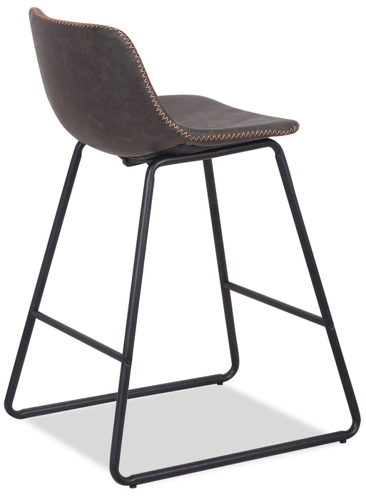 Tabouret Coty de hauteur comptoir en tissu de cuir végétalien et en métal - gris