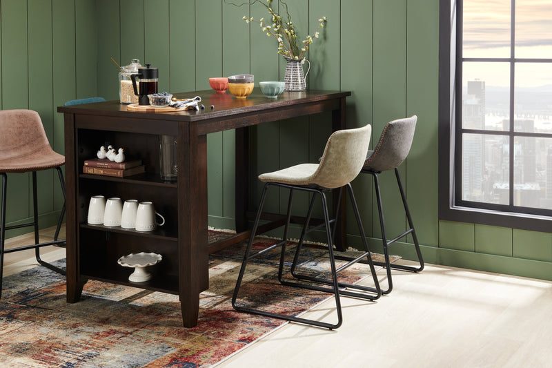 Tabouret Coty de hauteur comptoir en tissu de cuir végétalien et en métal - gris