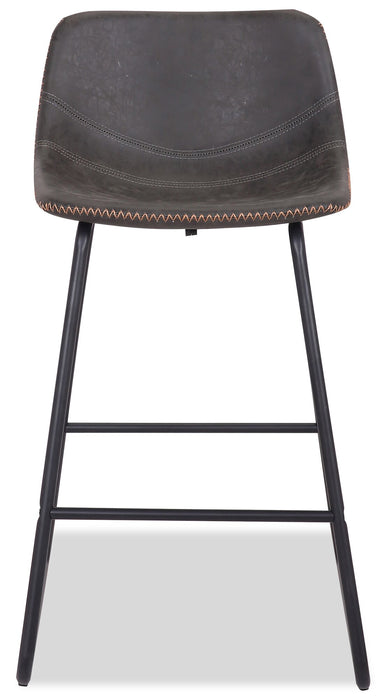 Tabouret Coty de hauteur comptoir en tissu de cuir végétalien et en métal - gris