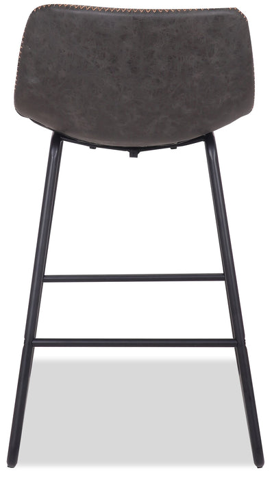 Tabouret Coty de hauteur comptoir en tissu de cuir végétalien et en métal - gris