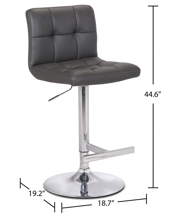 Tabouret bar Cruz en tissu de cuir végétalien et en métal avec siège pivotant et réglable - gris