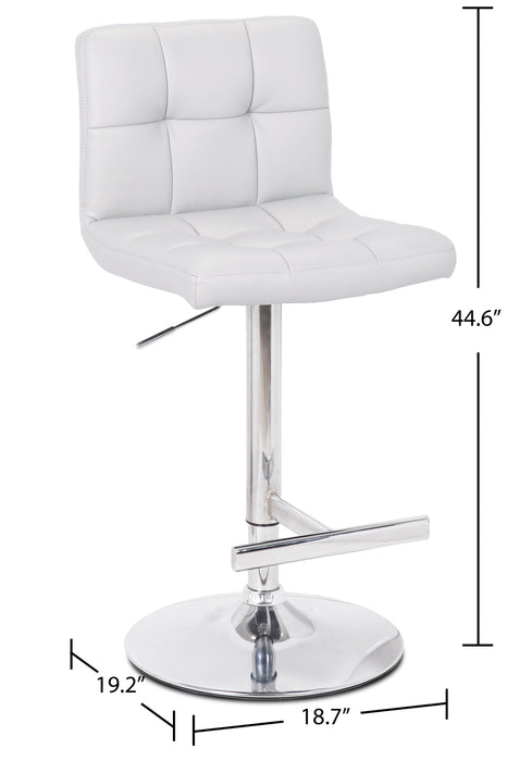 Tabouret bar Cruz en tissu de cuir végétalien et en métal avec siège pivotant et réglable - blanc