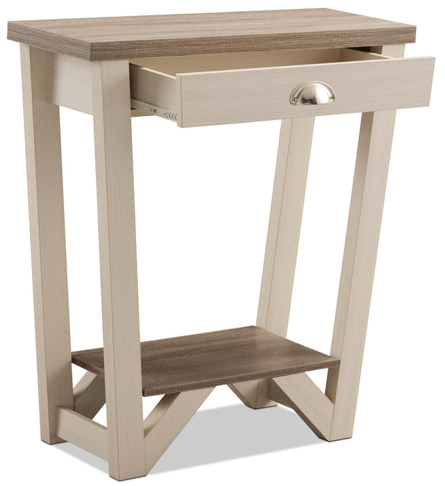 Table de bout moderne Arika de 31 po avec rangement et tablette - ivoire 