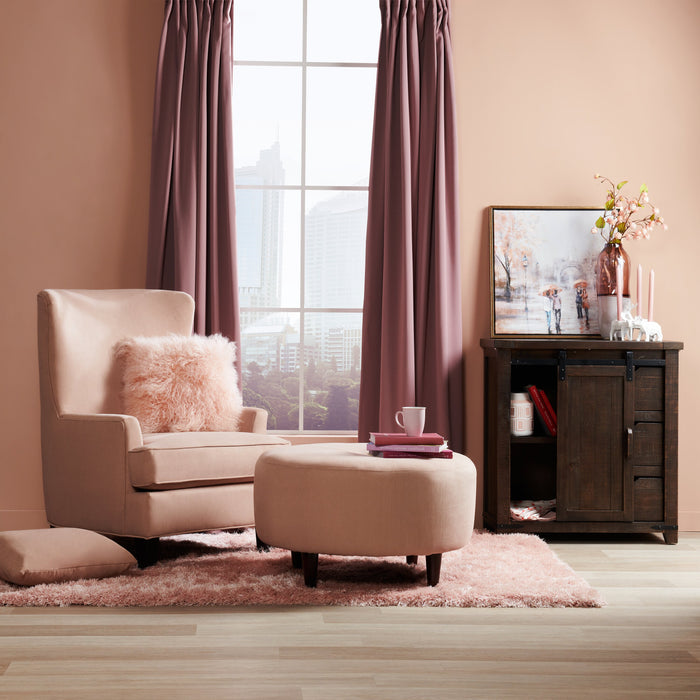Pouf personnalisable The Curve de Sofa Lab de 31 po fabriqué au Canada en tissu d’apparence lin - rose Pax Rose