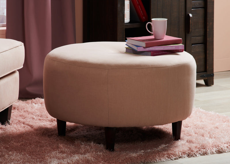 Pouf personnalisable The Curve de Sofa Lab de 31 po fabriqué au Canada en tissu d’apparence lin - rose Pax Rose