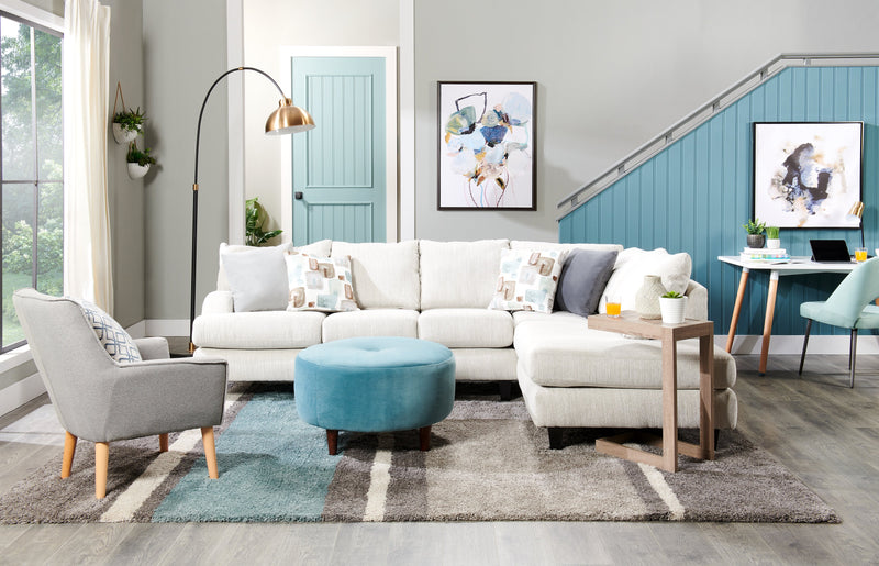 Pouf personnalisable The Curve de Sofa Lab de 31 po fabriqué au Canada en tissu de velours - bleu Sea Blue