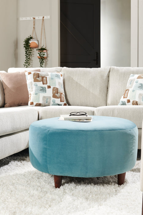 Pouf personnalisable The Curve de Sofa Lab de 31 po fabriqué au Canada en tissu de velours - bleu Sea Blue
