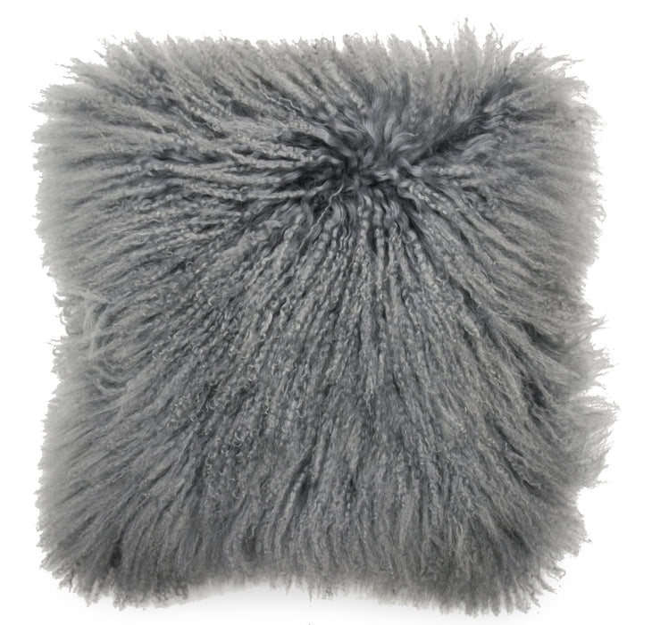 Coussin décoratif carré Mongolian 16 po - gris