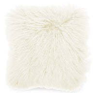 Coussin décoratif carré Mongolian 16 po - blanc