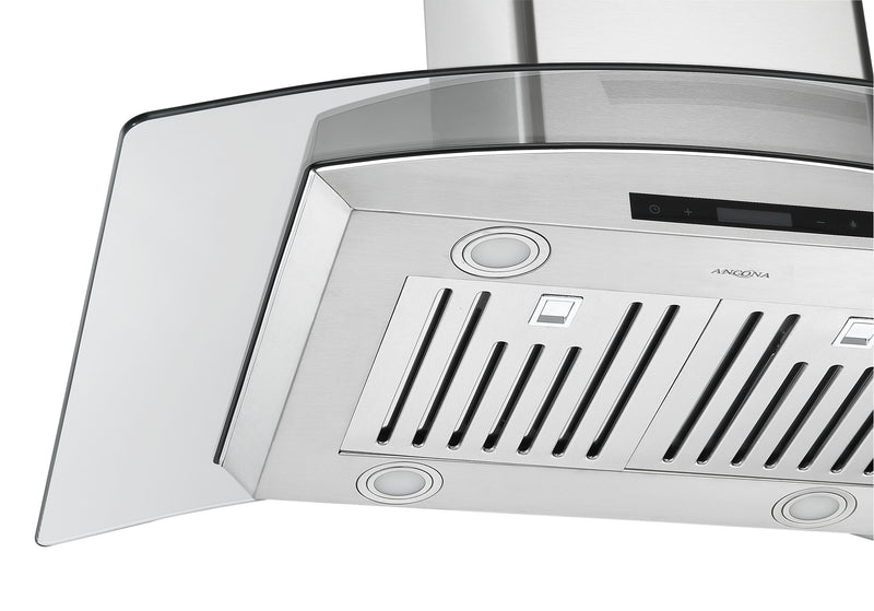 Hotte de cuisinière pour îlot Ancona IGCB636 de 36 po en verre et en acier inoxydable - AN-1406