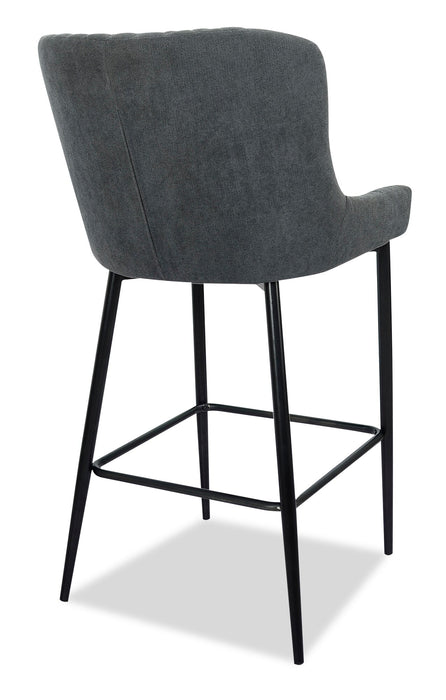 Tabouret Demi de hauteur comptoir en tissu d’apparence velours et en métal - gris