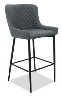  Tabouret Demi de hauteur comptoir en tissu d’apparence velours et en métal - gris