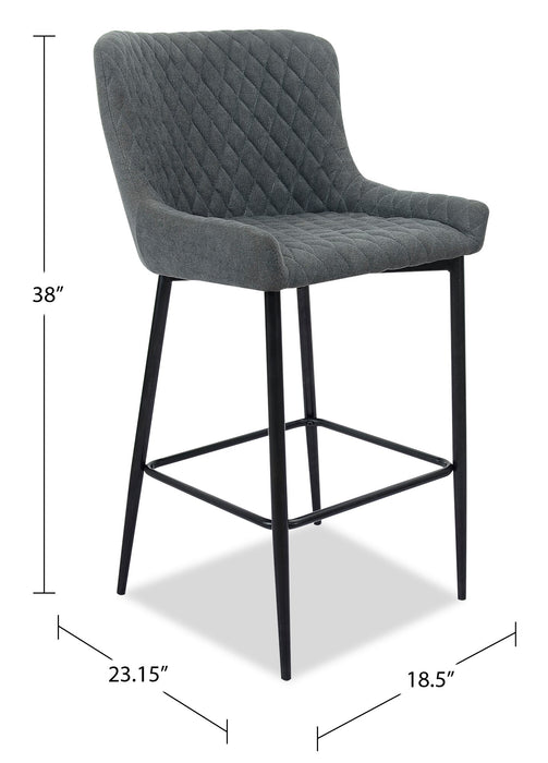 Tabouret Demi de hauteur comptoir en tissu d’apparence velours et en métal - gris