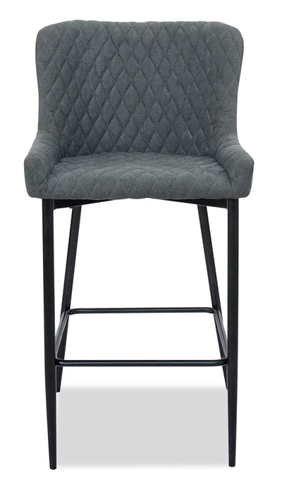 Tabouret Demi de hauteur comptoir en tissu d’apparence velours et en métal - gris