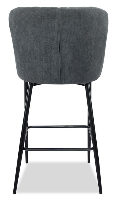 Tabouret Demi de hauteur comptoir en tissu d’apparence velours et en métal - gris