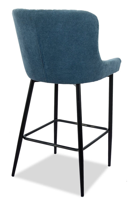Tabouret Demi de hauteur comptoir en tissu d’apparence velours et en métal - bleu marine