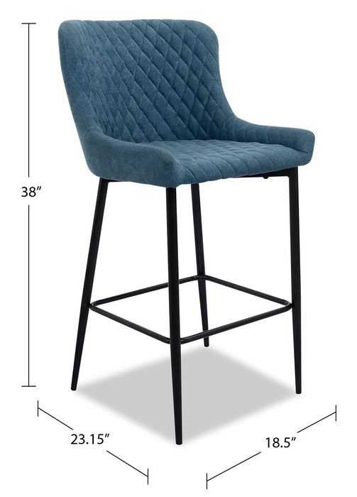 Tabouret Demi de hauteur comptoir en tissu d’apparence velours et en métal - bleu marine