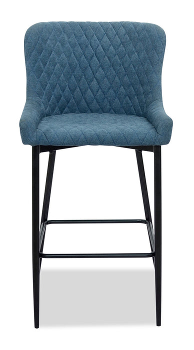 Tabouret Demi de hauteur comptoir en tissu d’apparence velours et en métal - bleu marine
