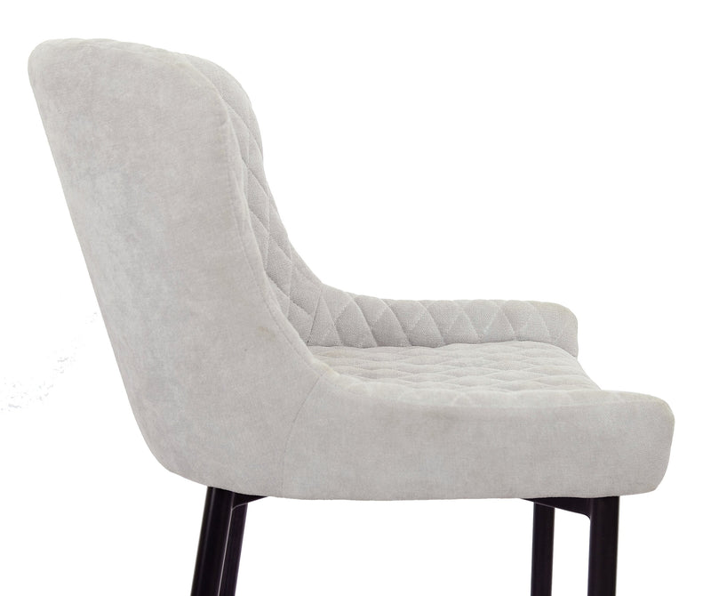 Tabouret Demi de hauteur comptoir en tissu d’apparence velours et en métal - taupe