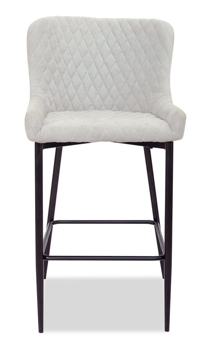 Tabouret Demi de hauteur comptoir en tissu d’apparence velours et en métal - taupe