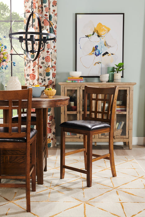 Chaise de salle à manger Dena de hauteur comptoir en tissu de cuir végétalien - chêne brun