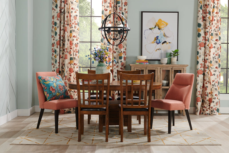 Chaise de salle à manger Dena en tissu de cuir végétalien - chêne brun