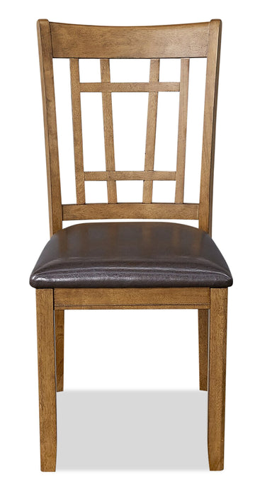 Chaise de salle à manger Dena en tissu de cuir végétalien - chêne brun