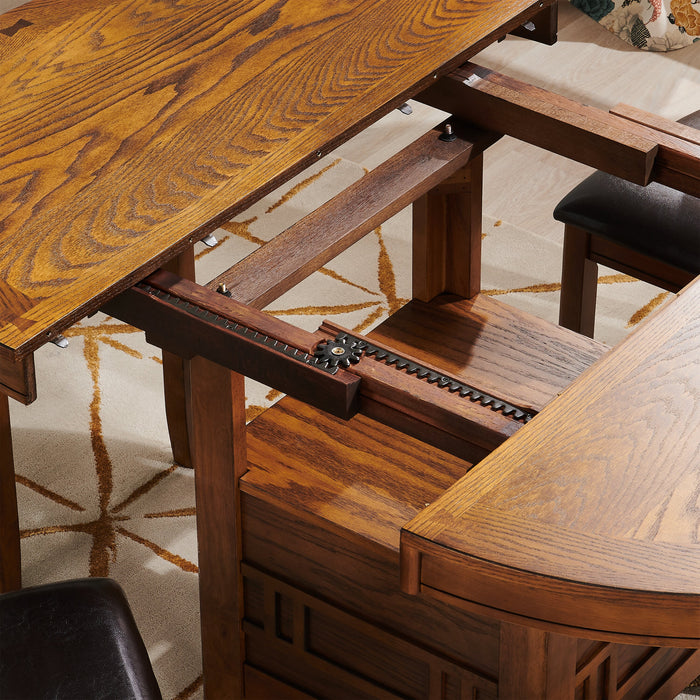 Table de salle à manger ronde Dena de 42 po à 60 po (L) avec rallonge - chêne brun