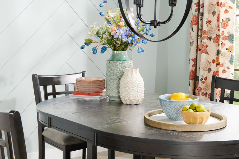 Table de salle à manger ronde Dena de 42 po à 60 po (L) de hauteur comptoir et avec rallonge - grise