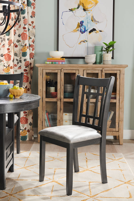 Chaise de salle à manger Dena en tissu de cuir végétalien - grise