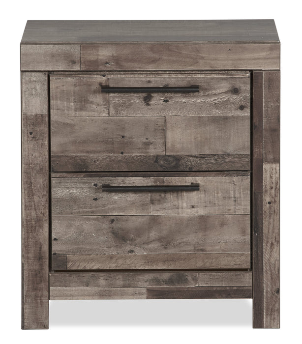 Table de nuit Derekson de 21,7 po (L) x 24,4 po (H) à 2 tiroirs avec ports USB - grise