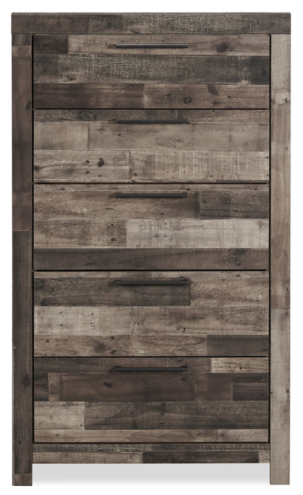 Commode verticale Derekson de 31,7 po (L) x 53,9 po (H) à 5 tiroirs pour la chambre à coucher - grise