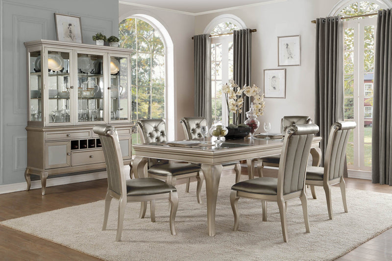 Chaise de salle à manger Diva en tissu de cuir végétalien capitonné - gris argenté