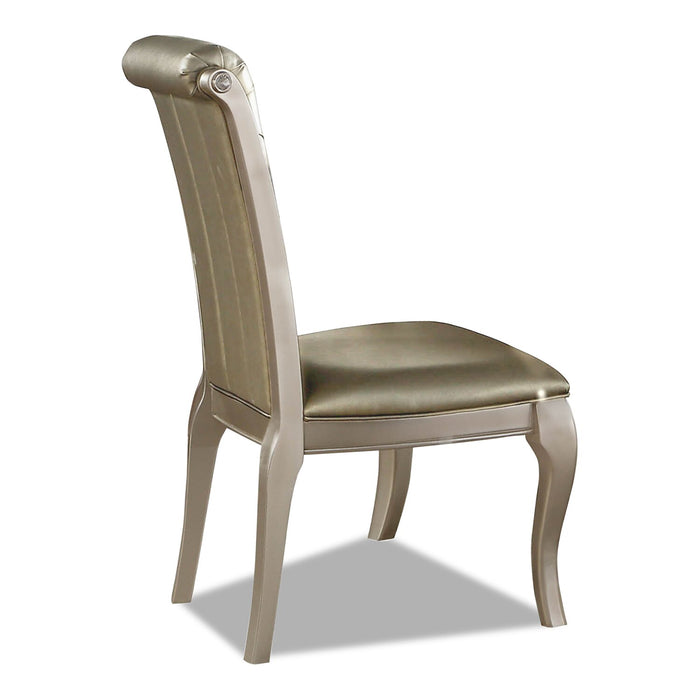 Chaise de salle à manger Diva en tissu de cuir végétalien capitonné - gris argenté