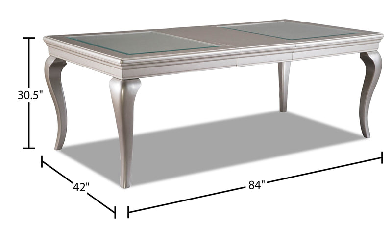 Table de salle à manger Diva de 66 po à 84 po (L) avec rallonge - gris argenté