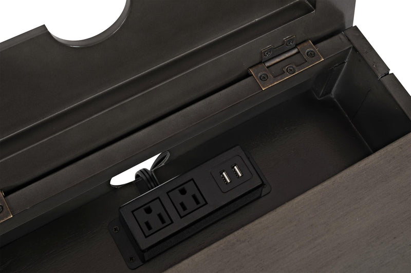 Table de fauteuil moderne Downtown de 18 po avec rangement - bois gris-brun