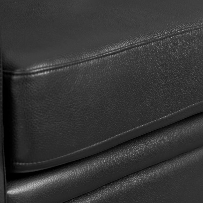 Sofa Andi de 84 po en tissu d’apparence cuir avec capitonnage - noir