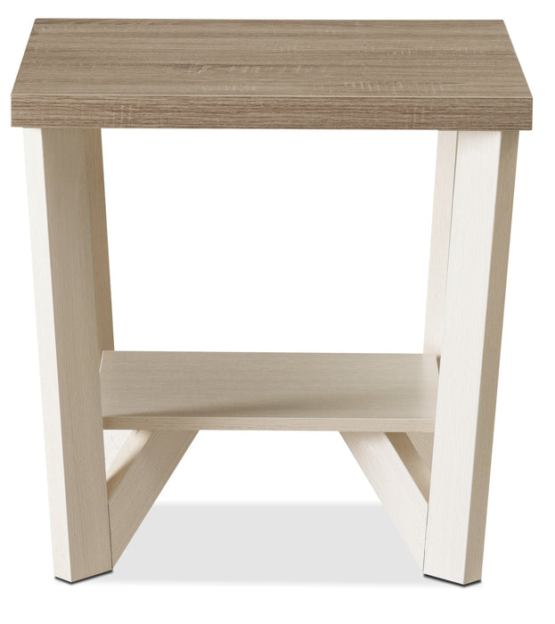 Ensemble 3 tables modernes Arika de 47,5 po (table à café et 2 tables de bout) avec tablette - ivoire 