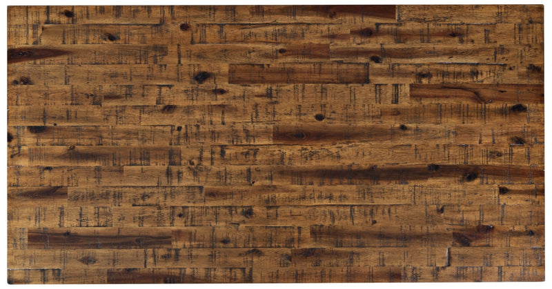 Table à café rustique Galeveston de 50 po avec roulettes - bois à grain de bois brun