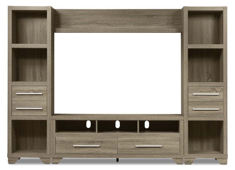 Meuble audio-vidéo Glendale 4 pièces de 99 po avec rangement et système de gestion des câbles pour téléviseurs jusqu’à 65 po - gris