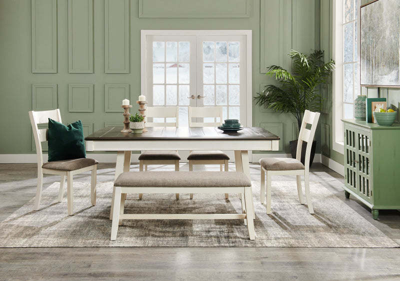 Banc de salle à manger Echo de 47,24 po (L) en bois avec tissu d’apparence lin - gris et blanc