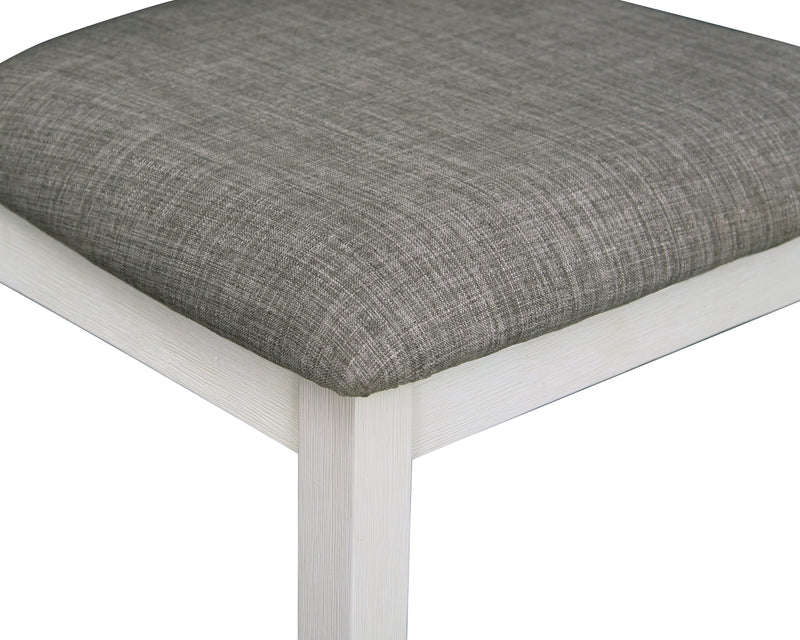 Ensemble de table salle à manger Echo 7 pièces avec table de 70 po (L), tiroirs de rangement, base à tréteaux et 6 chaises - blanc-gris
