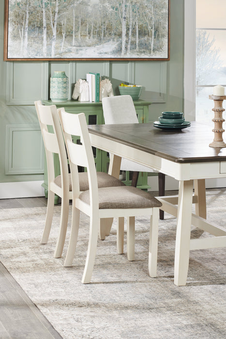 Ensemble de table salle à manger Echo 5 pièces avec table de 70 po (L), tiroirs de rangement, base à tréteaux et 4 chaises - blanc-gris