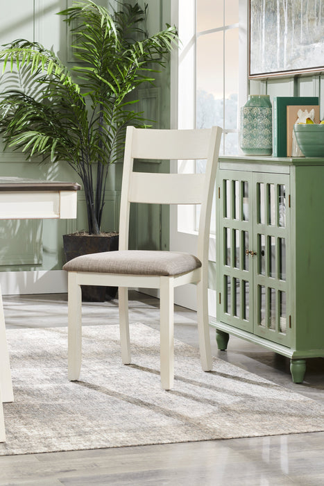 Ensemble de table salle à manger Echo 7 pièces avec table de 70 po (L), tiroirs de rangement, base à tréteaux et 6 chaises - blanc-gris