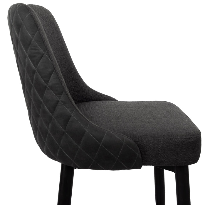 Tabouret Eden de hauteur comptoir en tissu d’apparence lin et en métal - anthracite