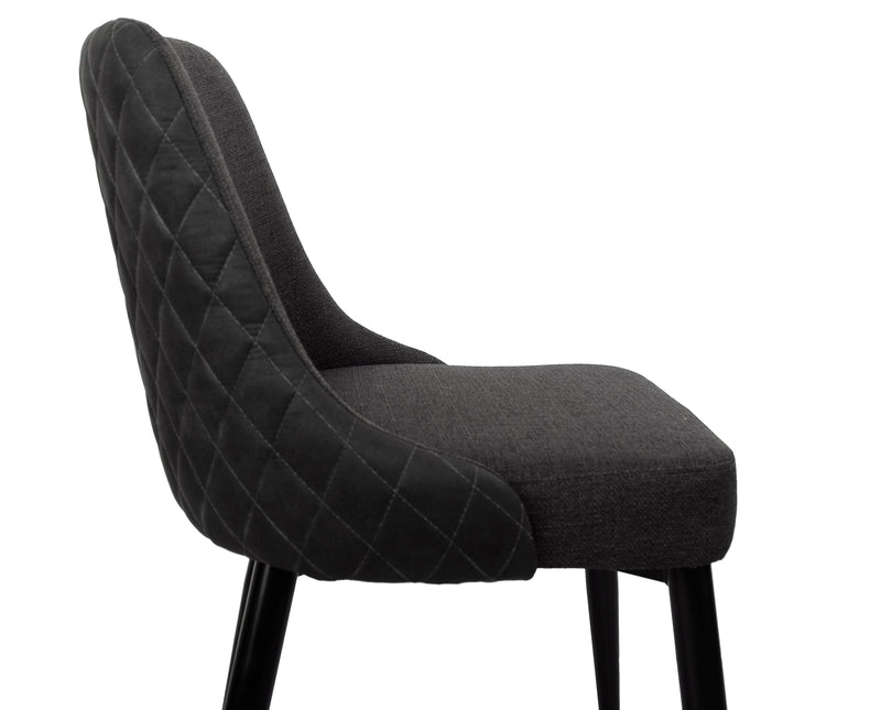 Chaise de salle à manger Eden en tissu d’apparence lin et en métal - anthracite